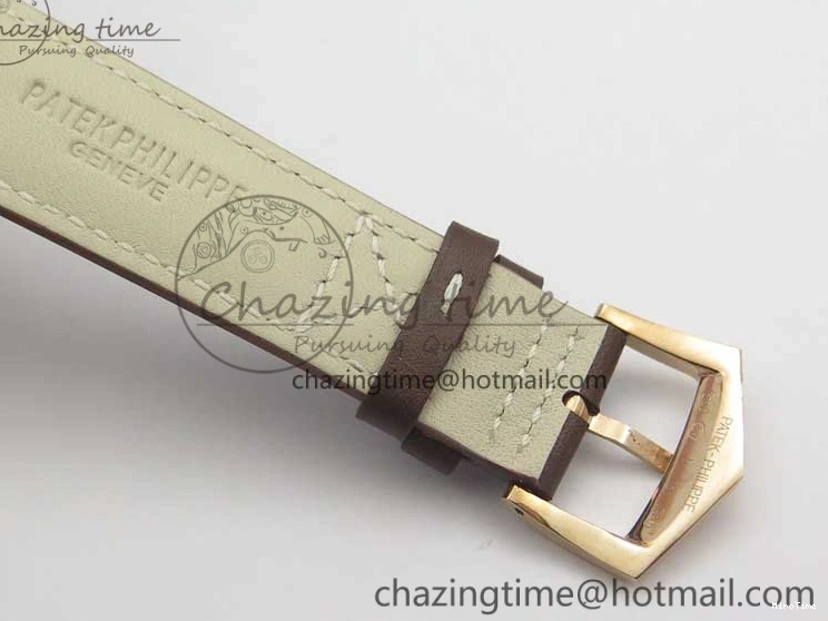 MIROTIME 0423 Calatrava 5524R Pilot Travel Time RG GRF Brown Dial on Brown Leather Strap MIYOTA TopPick 7155